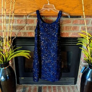 Roxette brand navy blue and gold dress girls XL